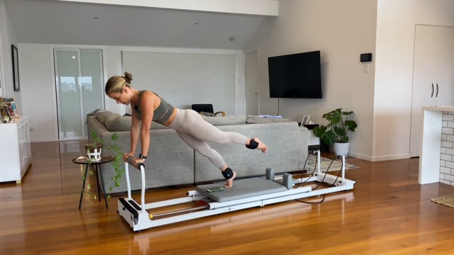 15min full body reformer work with ankle weights
